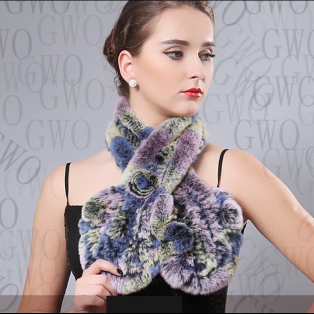 Beautiful soft rabbit fur colorful scarf